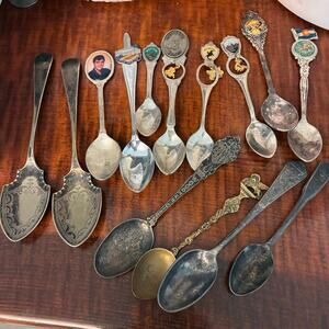 Vintage Collector Spoons Lot of 14 Travel Souvenir Silver Mixed Italy